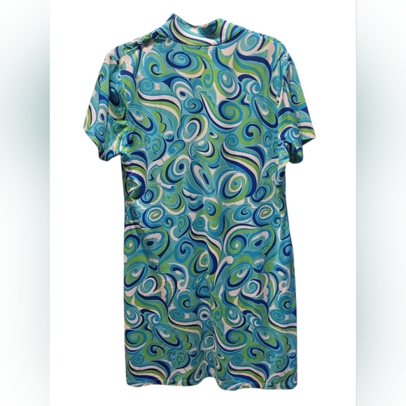 IBKUL Paisley Blue Sleeveless Dress w/Pockets Golf Pickleball Quarter Zip Sz XL - Picture 3 of 5